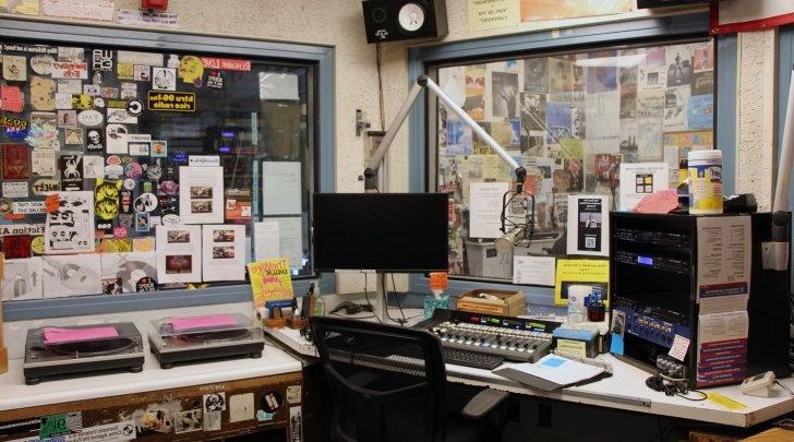 KSPC radio station recording studio.